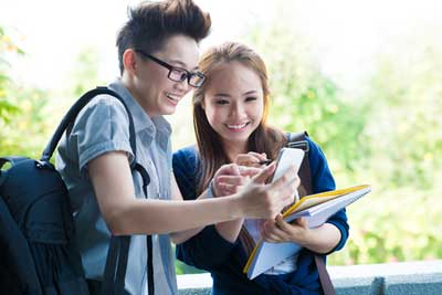 College Students on Cell Phones